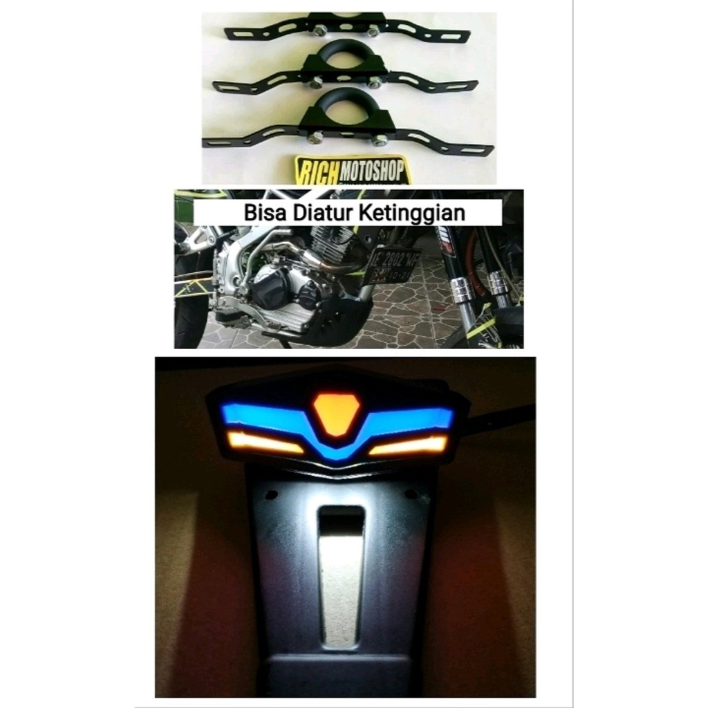Paket dudukan plat nomor KLX Dtracker dan stoplamp 3in1 led Berkualitas