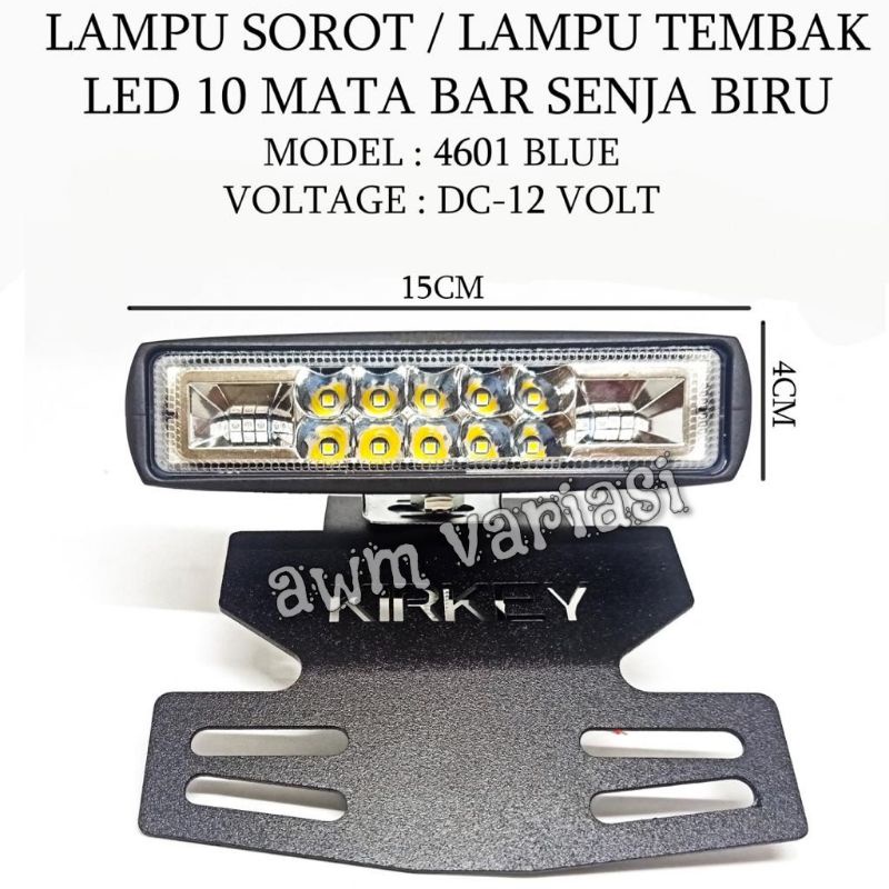 Paket Lampu Tembak Sorot LED 10 Mata LED Cwl Slim Bar Dan Breket Dudukan Plat Nomor RX-King RRK