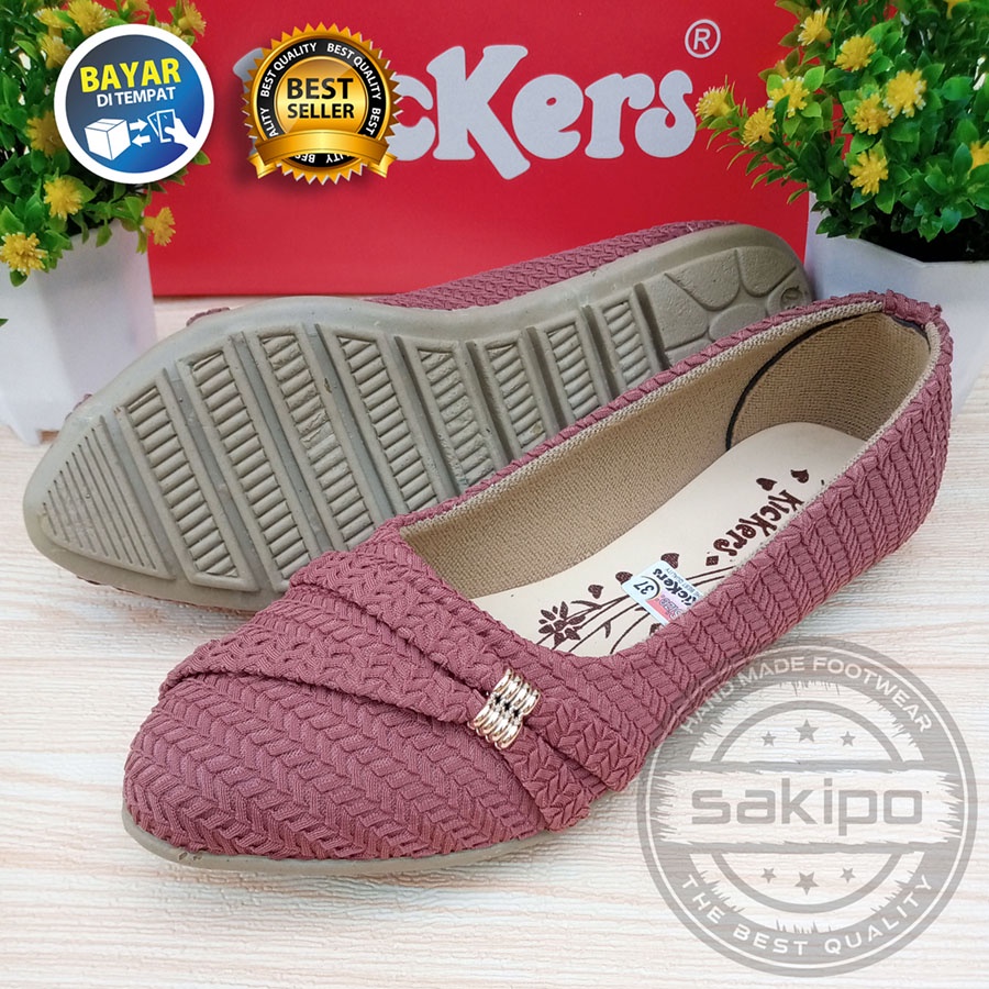 PROMO 1.1 SEPATU BALET RAJUT SLEMPANG SAMPING / FLAT SHOES MURAH / SEPATU TRENDI SEKOLAH DAN KERJA / SAKIPO