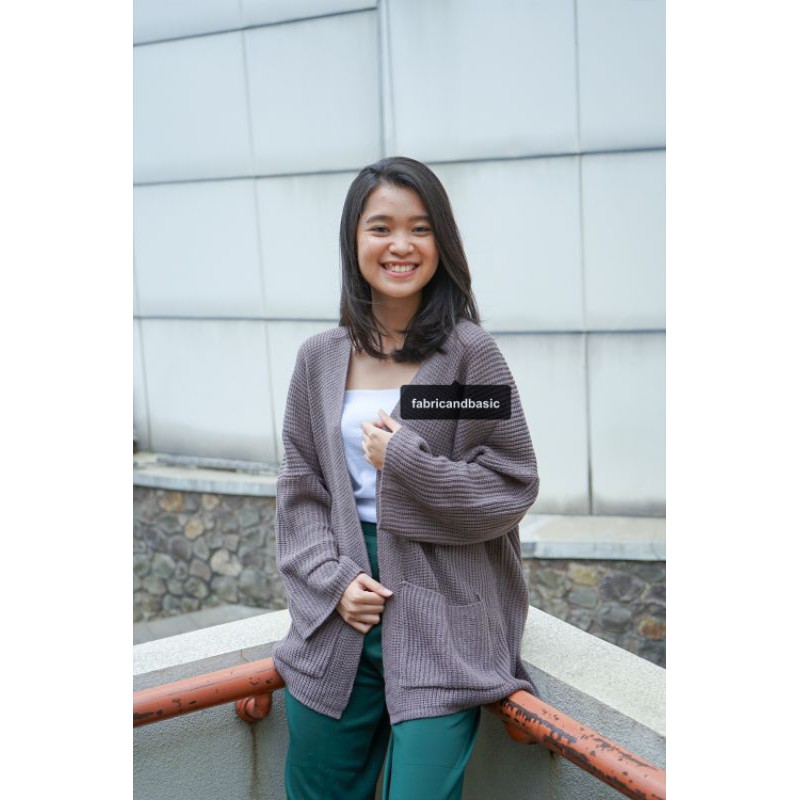 [ TEBAL ] Cardigan Rajut Oversize Wanita  |  Lavella Kardigan Rajut Oversize Outer Wanita-Burgundy