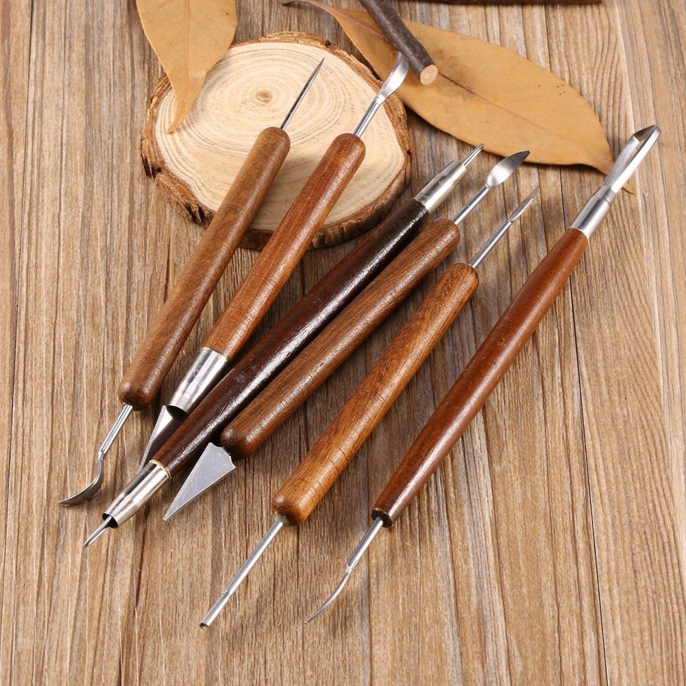 6pcs Pottery Clay Tools Set Sculpting Carving Tools for Brush Modeling Dot Nail Art Clay Carving Tool Ceramic Clay Diy Tool Assorted