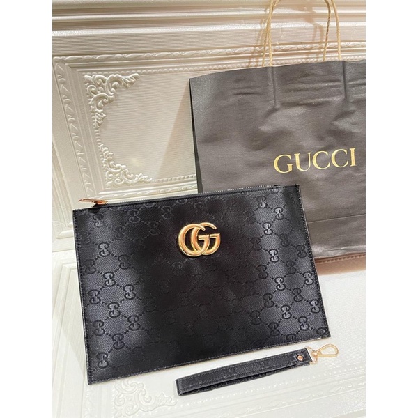 HANDBAG /CLUTCH GG polos TALI PENDEK FREE BOX+PAPERBAG