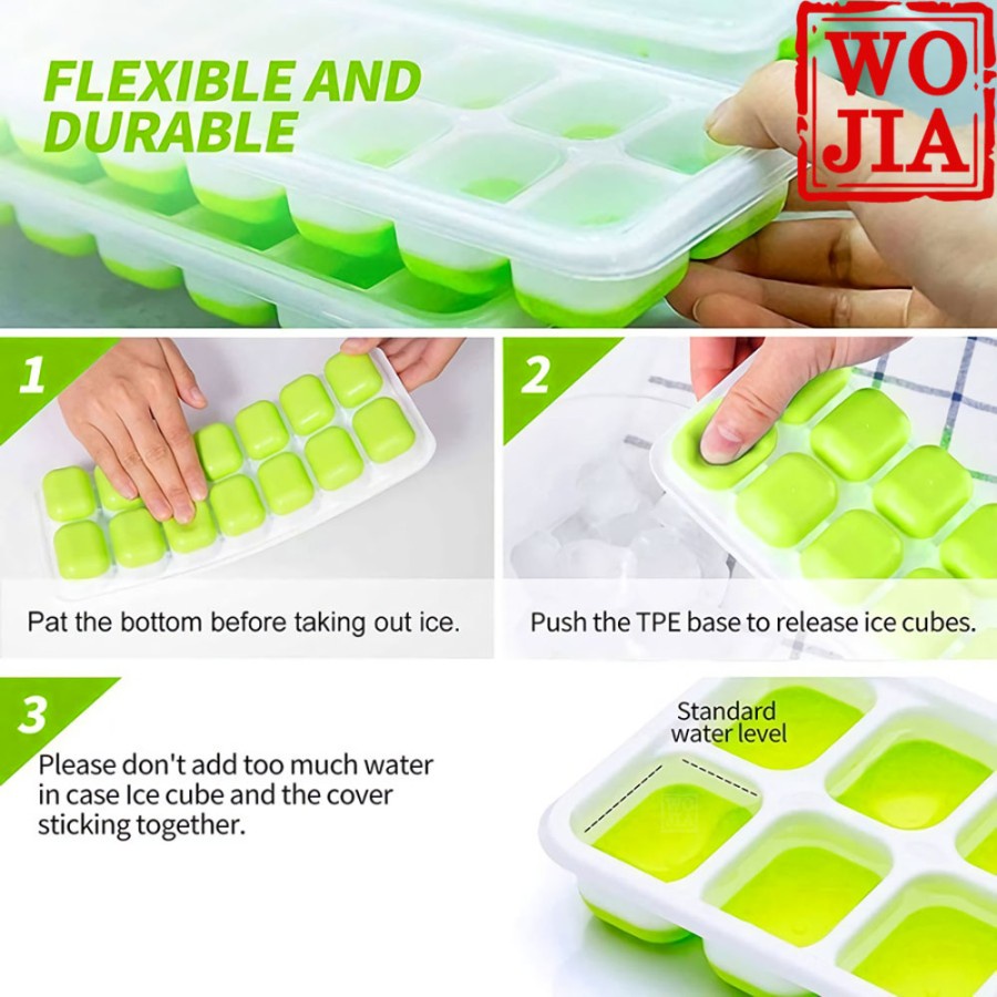 Cetakan Tempat Es Batu 14 Kotak Silikon Tutup Ice Cube Tray Silicone