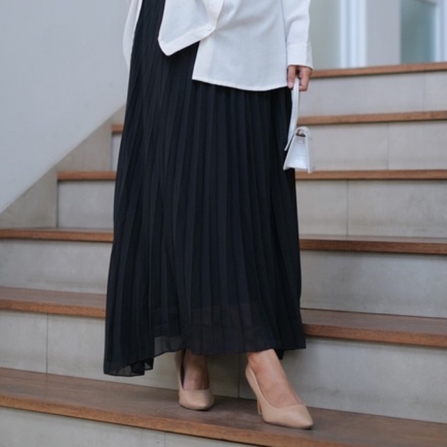 PRILY SKIRT Original by BASIC | Rok Plisket Ceruty Full Furing | Rok Kerja | Rok Formal | Rok Pliske