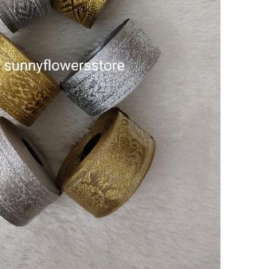 PITA GAMIS MOTIF GOLD /SILVER LEBAR 4 CM