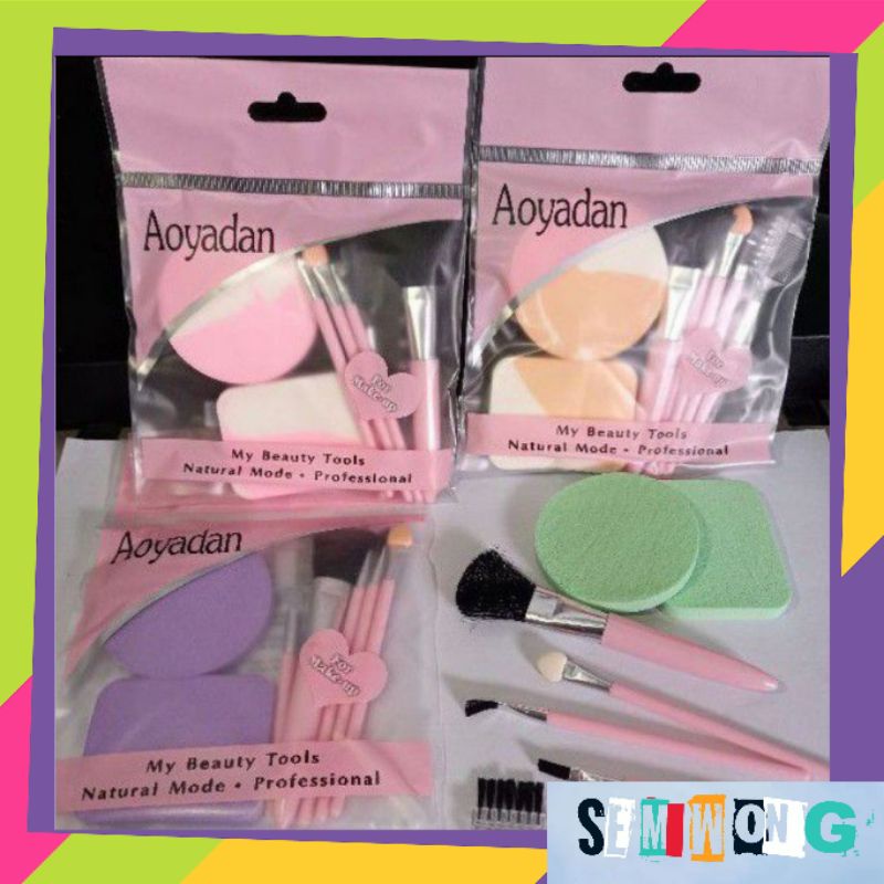 KUAS SPON SET AOYADAN ADA 2 SPON+KUAS MAKE UP 7 IN1