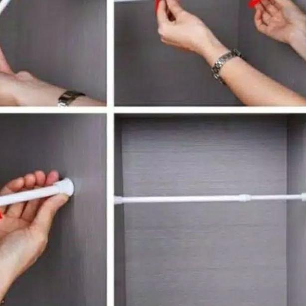 ♠ Tongkat Fleksibel, Tongkat Gorden Tirai, Tongkat Ajaib, Tongkat kolong dapur tiang tirai jendela p