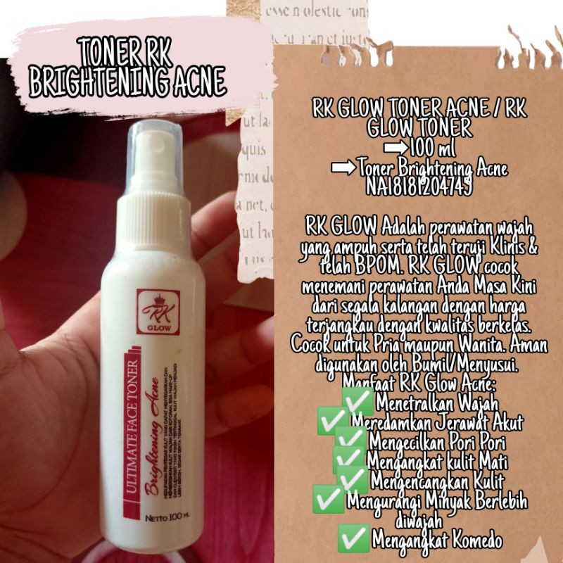 RK GLOW ULTIMATE FACE TONER BRIGHTENING ACNE