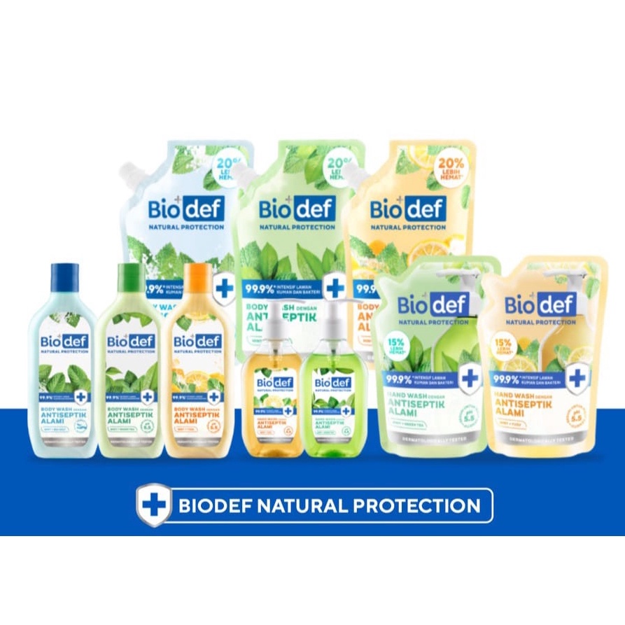 ✦SINAR✦ Biodef Natural Protection Body Wash Mint + Yuzu | Mint + Sea Salt | Mint + Greentea | Pouch Refill 400ml - Botol 275ml