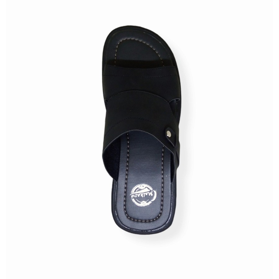 sandal pria kulit black slide glamor MLZ-05 sendal cowok laki2 ukuran besar/jumbo- big size 44-47