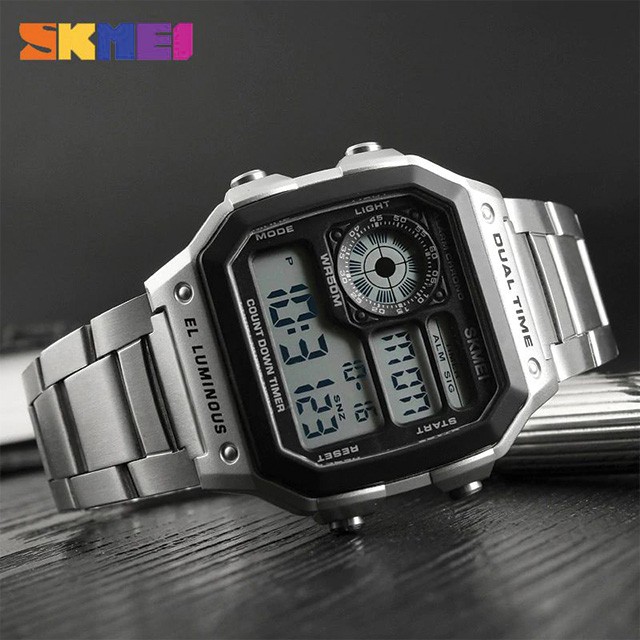 SKMEI 1335 Jam Tangan Pria Wanita Digital Tali Stainless Chronograph Anti Air WATCHKITE WKOS