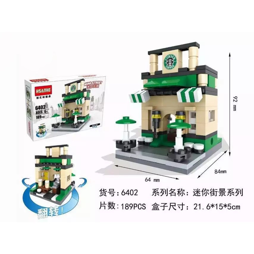 Hsanhe part-2 Mainan Balok Bangun / Susun Model lego Bentuk Pemandangan Kota mini