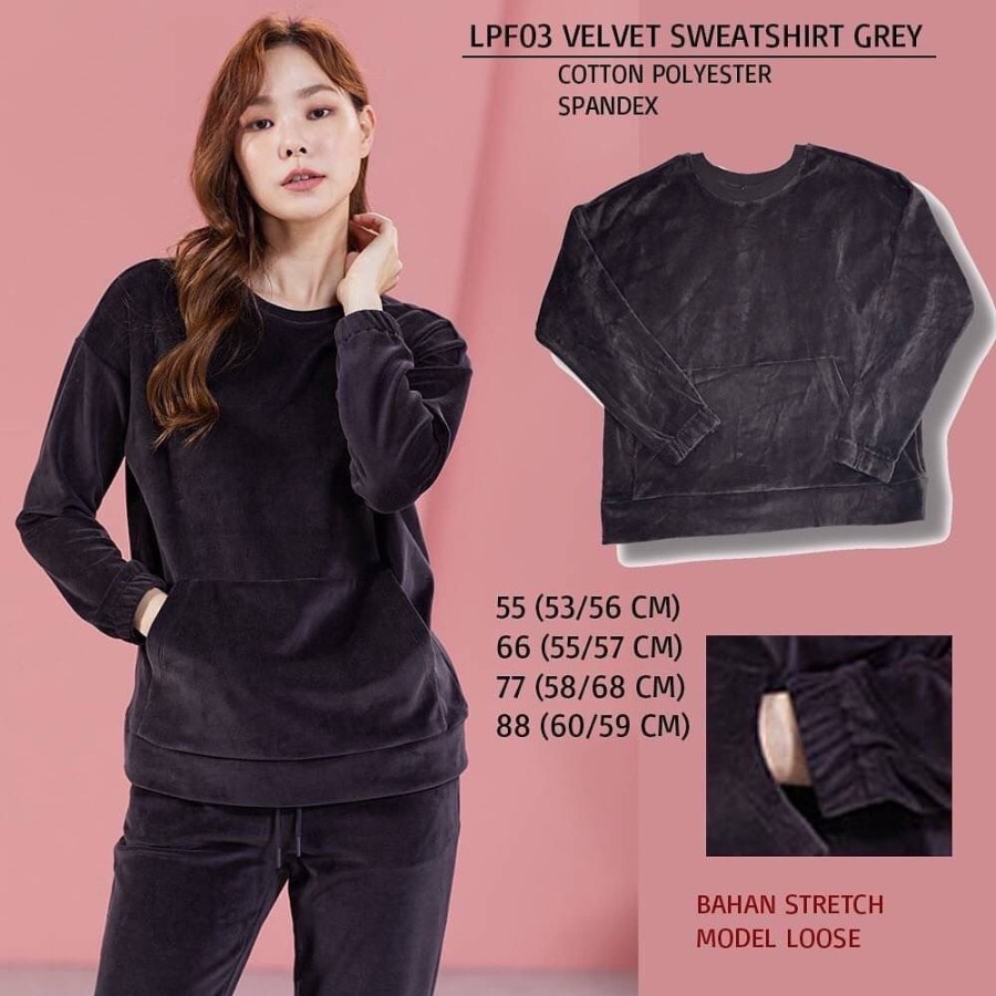 Sweater Wanita Murah Lapiaf Du Marais 03 Velvet Sweatshirt Grey