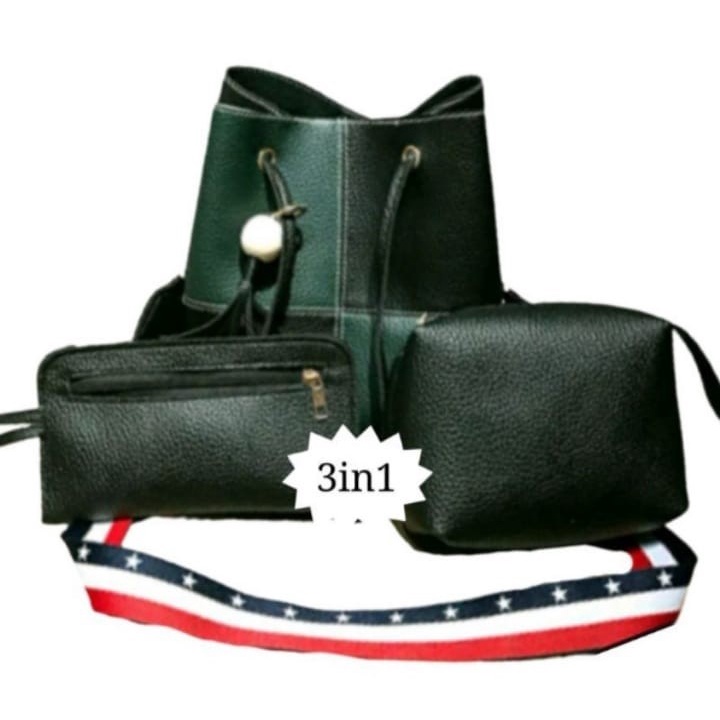 Leather Bag Tas Kulit Wanita Fashion Sling bags Set 3in 1