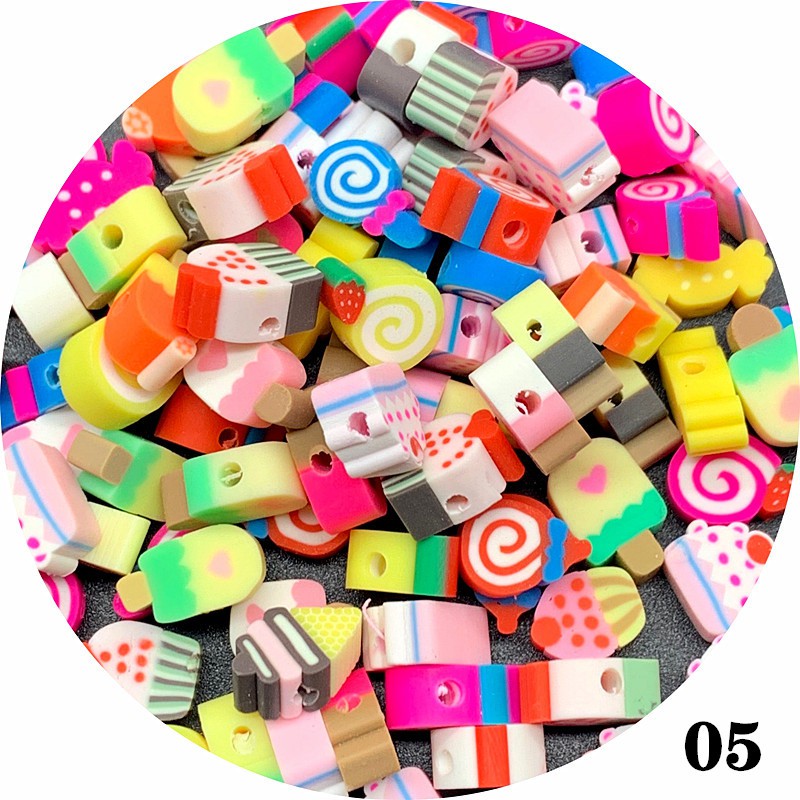 30pcs Manik-Manik Spacer Polymer Clay Motif Print Binatang Tersenyum Ukuran 10mm Untuk Membuat Perhiasan Diy