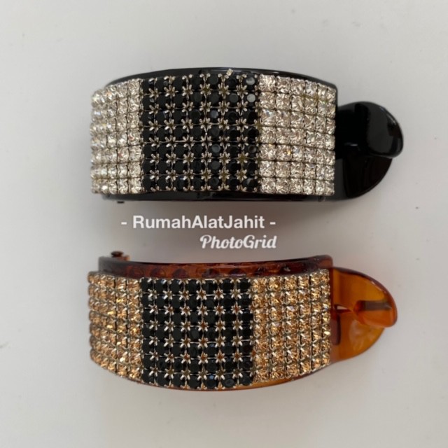 Jepit Rambut Permata 7 cm model 0761 0B motif kotak 3, 2 pilihan warna