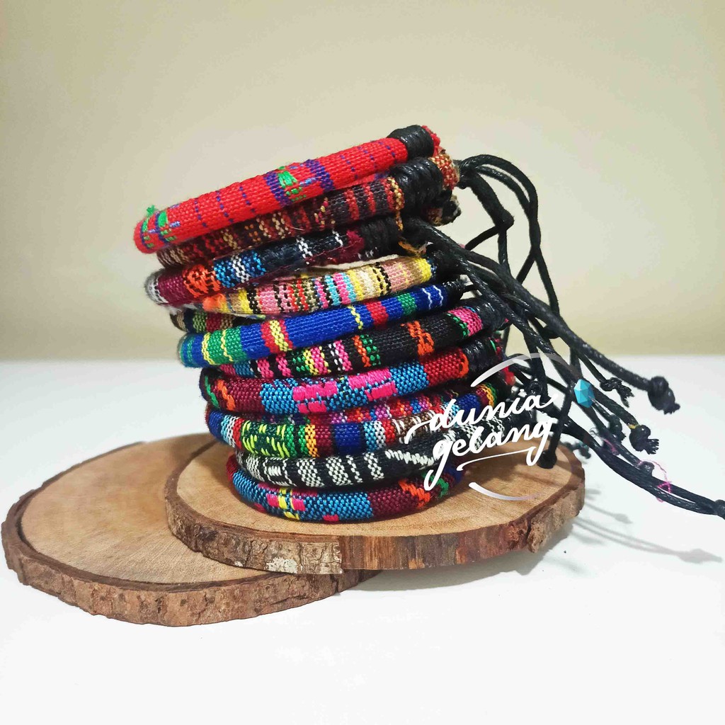 GELANG ETNIK TENUN SONGKET RAJUT KAIN MOTIF UNIK GROSIR LANGSUNG PENGRAJIN / DUNIA GELANG