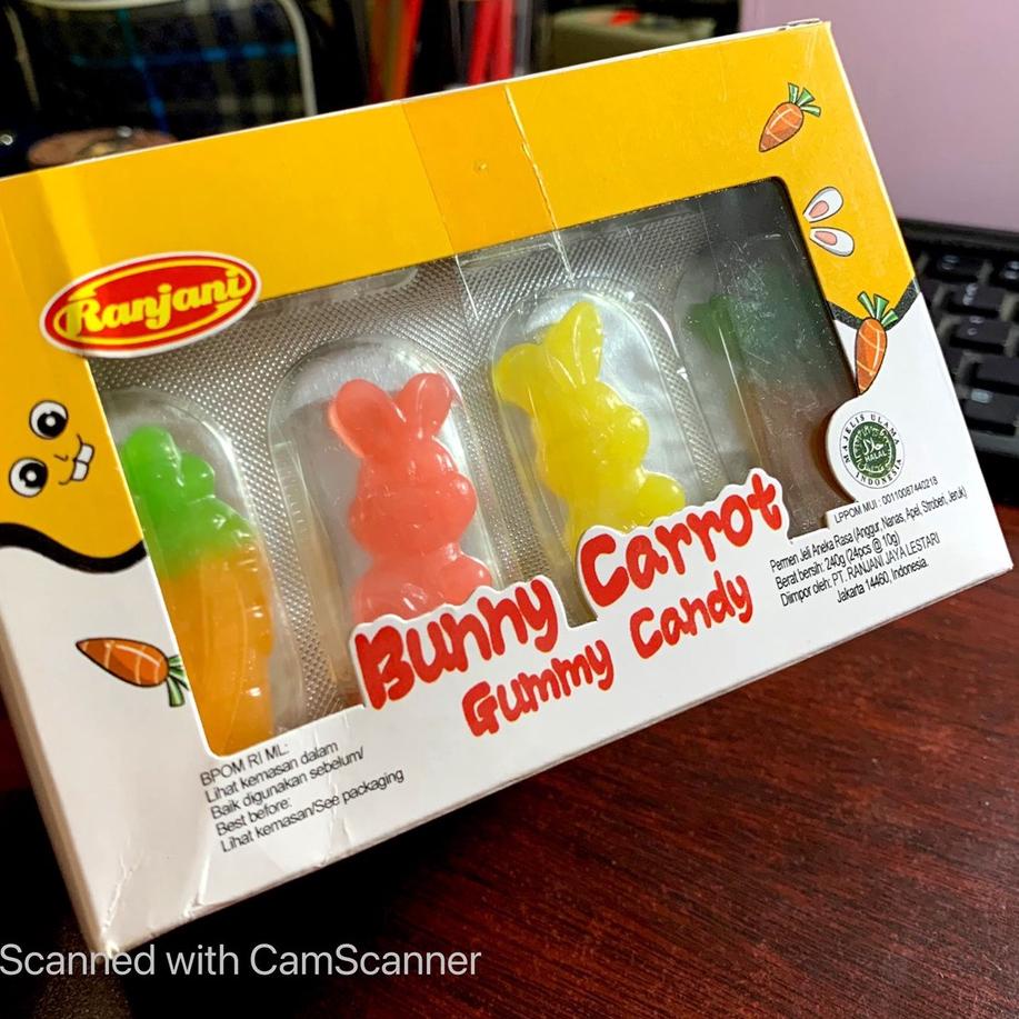 

BEST PRICE Q9223 BUNNY CAROT GUMMY CANDY PERMEN SATUAN BOX ISI 24 PCS RJL ㅉ
