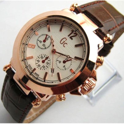 Jam Tangan GC Guess Collection Chrono Kulit #RG || COKLAT GC001 # JAM TANGAN MURAH