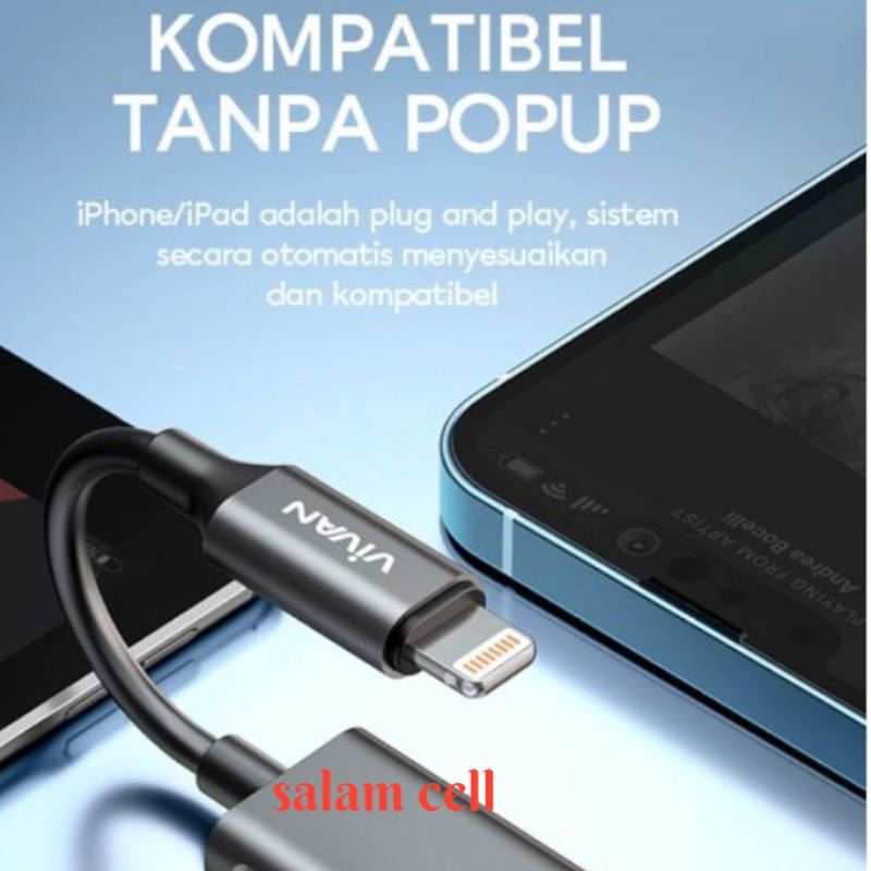 VIVAN Data Cable VAL02 Lightning TO 2Lihtning F iphone Dark Gray Original