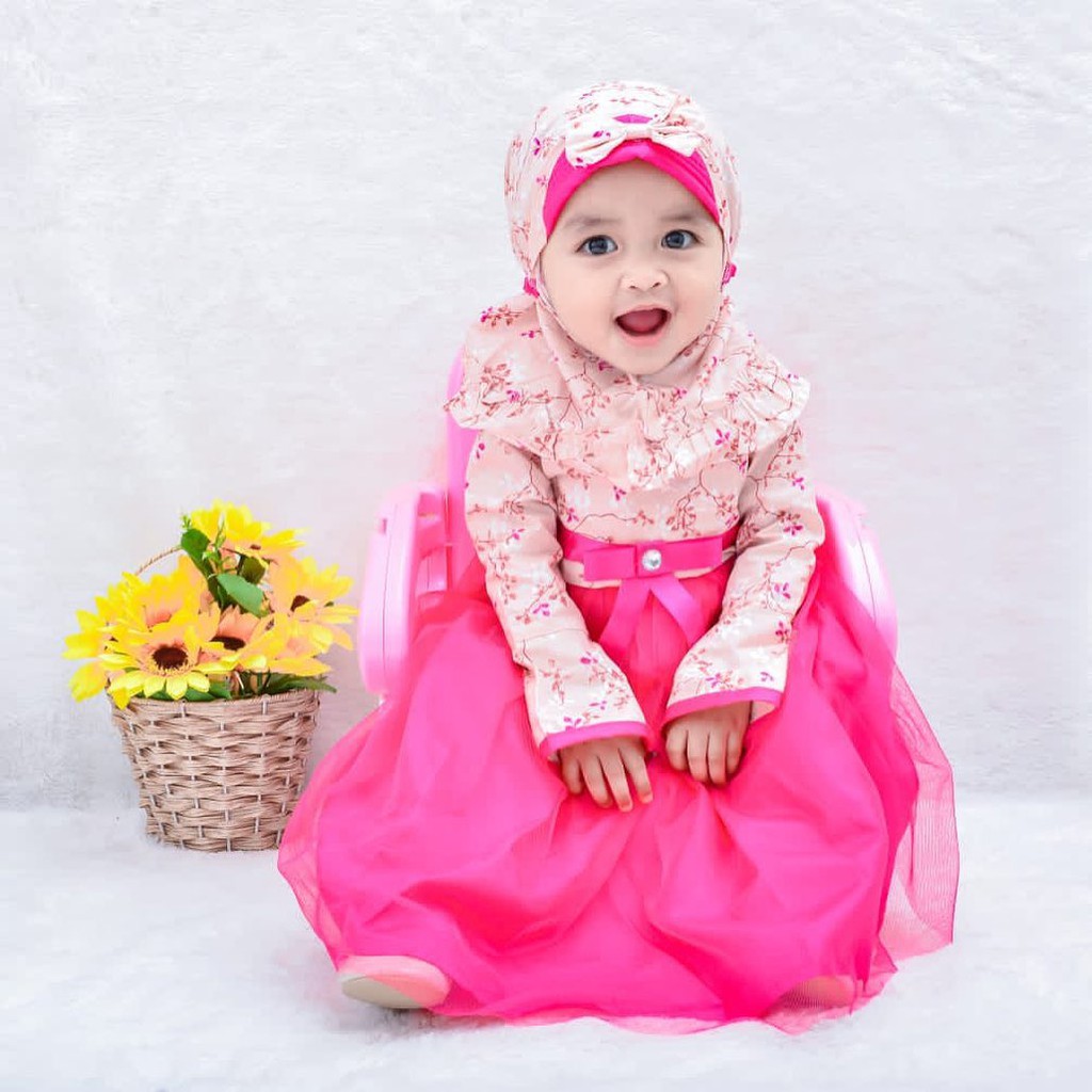 Gamis + Hijab 100% cotton lembut Rachel / HANBOOK / SYAHRINI / LITTLE BEE / LAURA babeebabyshop gamis anak baju muslim bayi gamis bayi terlaris terbaru perempuan cewek