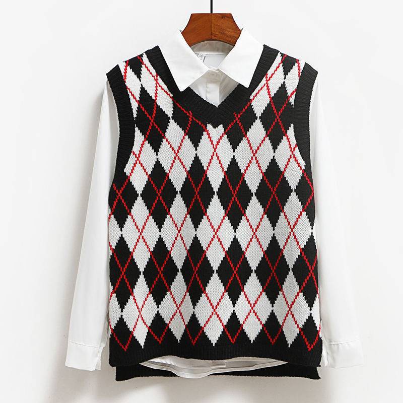 checkered sweater vest