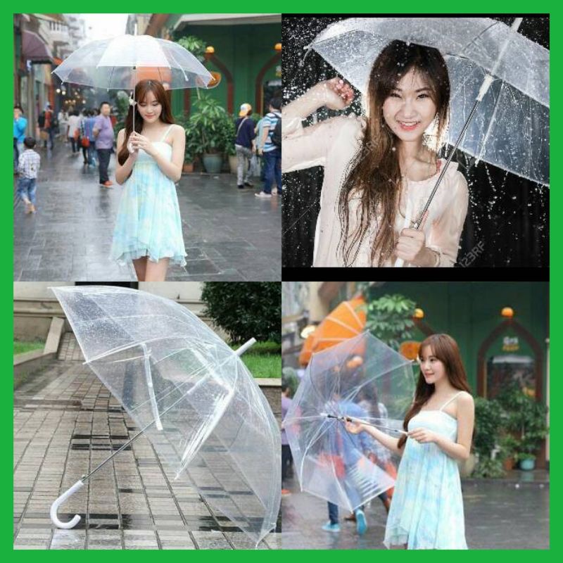 IKILOSHOP Payung Transparan Bening umbrella transparant Korea white umbrella
