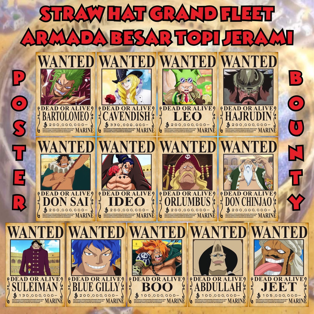 Jual Poster Bounty Armada Besar Topi Jerami, Straw Hat Grand Fleet