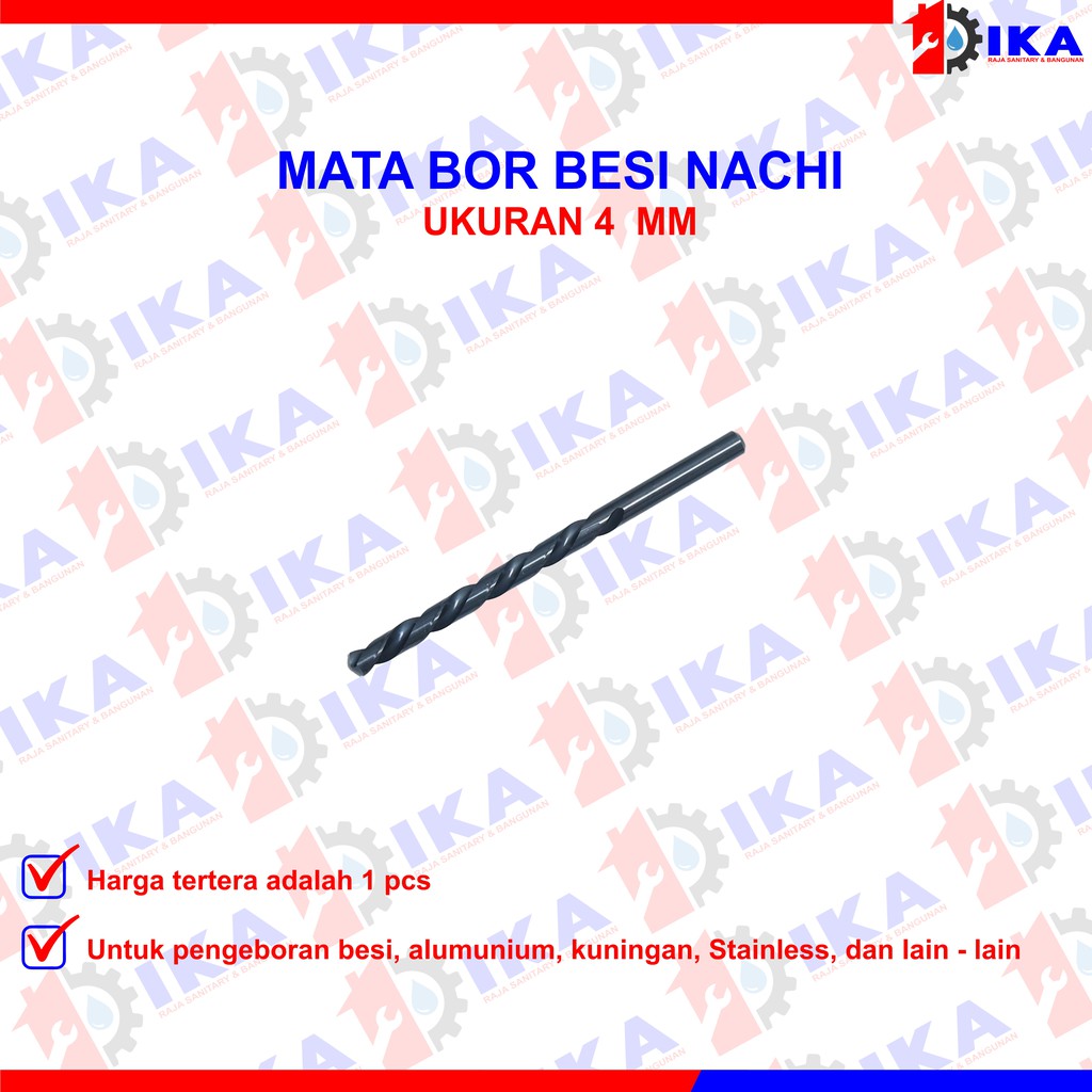 Mata Bor Besi NACHI HSS  1 1.5 2 2.5 3 3.5 4 4.5 5 5.5 6 8 mm ASLI (ORIGINAL 100%) HARGA PER 1BUAH