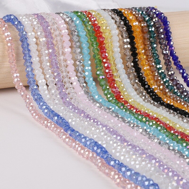 125Pcs Manik-Manik Kaca Kristal Warna AB Ukuran 3mm Untuk Membuat Perhiasan Diy