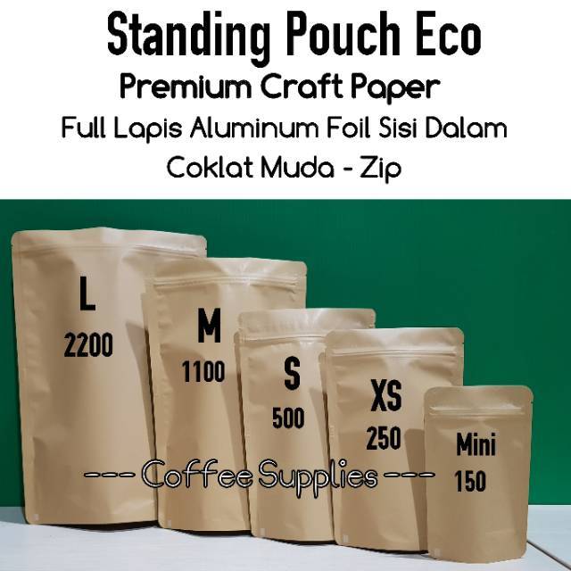STANDING POUCH ECO LAMINATED CRAFT PAPER kemasan kertas