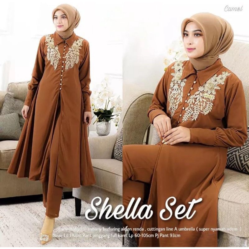 Fashion MUSLIM, baju wanita, baju stelan wanita, setelan, stelan, Baju stelan, fashion wanita, one set. Shella Set