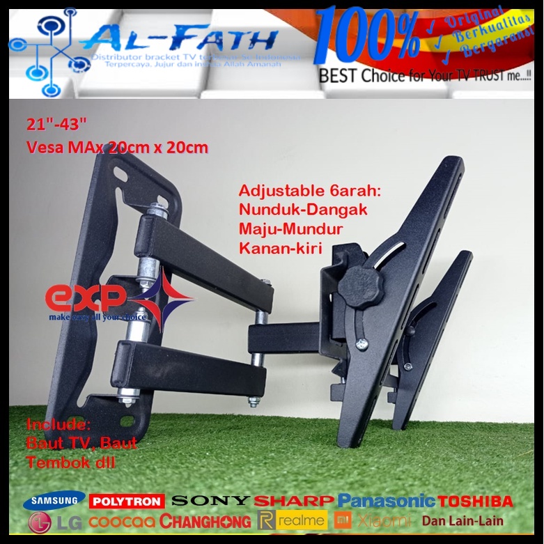 Bracket TV LG 14 s/d 43 inch 6 ARAH FULL BESI SUPER KOKOH GARANSI 100% ORI