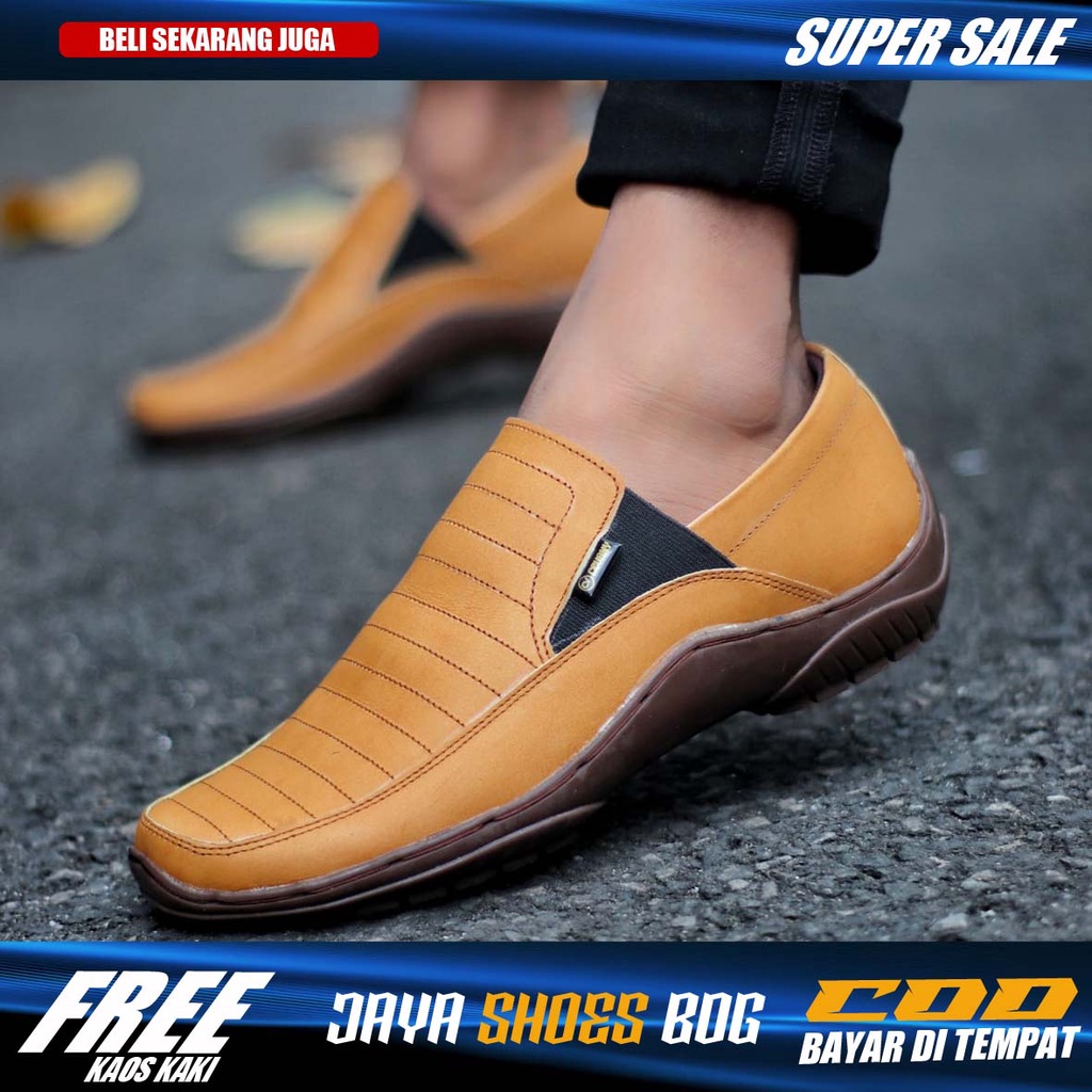 Sepatu Kasual Slip On Pria Original CVNY Kulit Asli  Sepatu Kerja Casual Premium Terbaru Terlaris