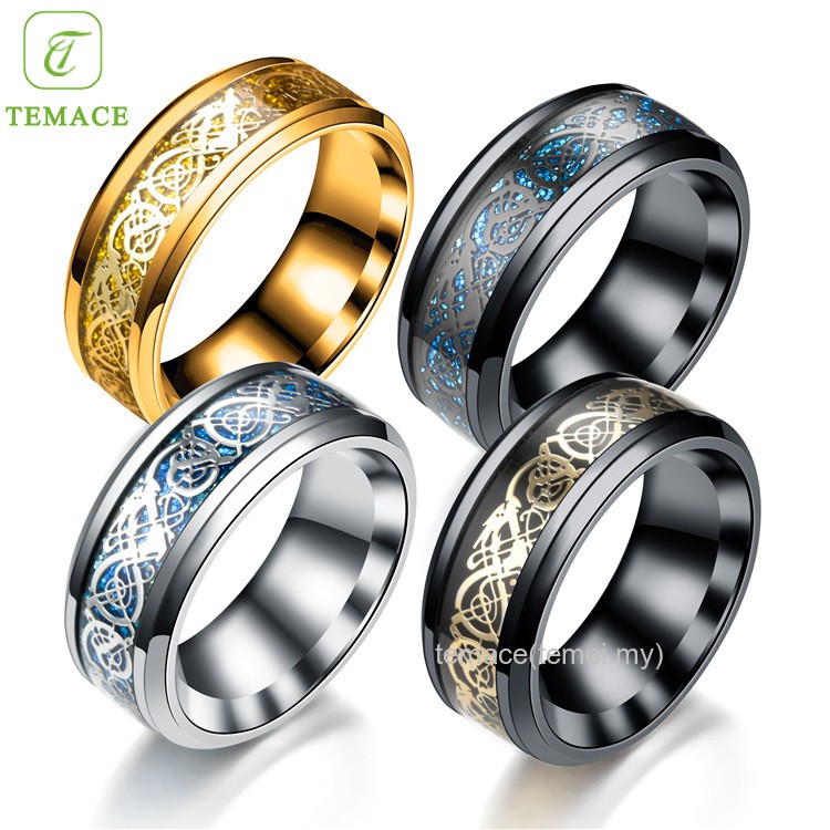 ✨TEMACE✨ Cincin Titanium Keren Simpel Elegan Ring Black Silver Gold Couple G