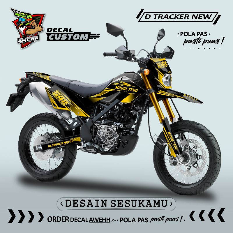 DECAL DTRACKER - DTRACKER NEW - KLX BF - DECAL STIKER GOLD