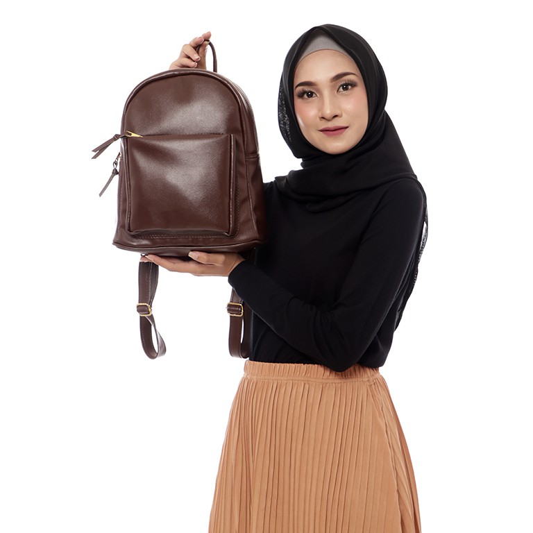 RANSEL KECIL KOREA IMUT 2022 UNTUK KERJA KULIAH SEKOLAH ESCORTBAGS-COKLAT