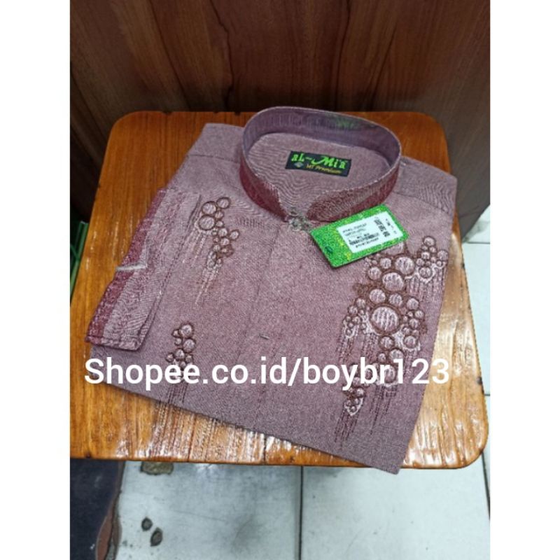 BAJU KOKO AL MIA MT PREMIUM POLOS-Merah/maroon