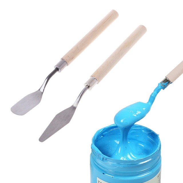 2pcs knife art spatula lukis import buttercream flower pallete set alas kue adonan fondant spuit embosser edible gold