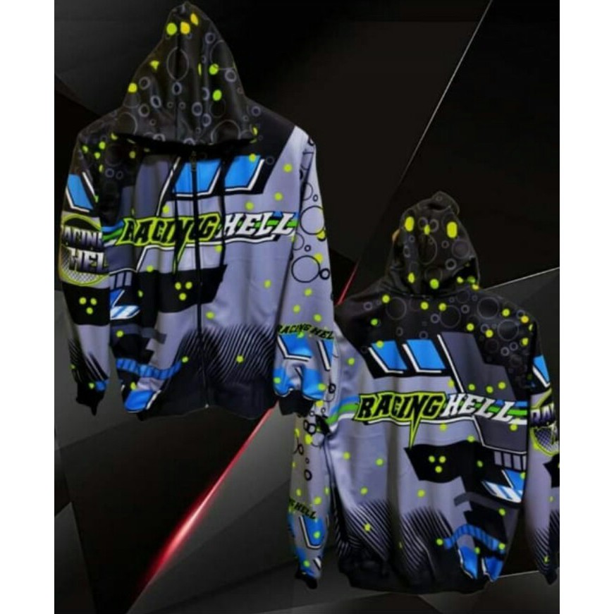 Jaket Motor Pria Racing Hell | Hitam Abu
