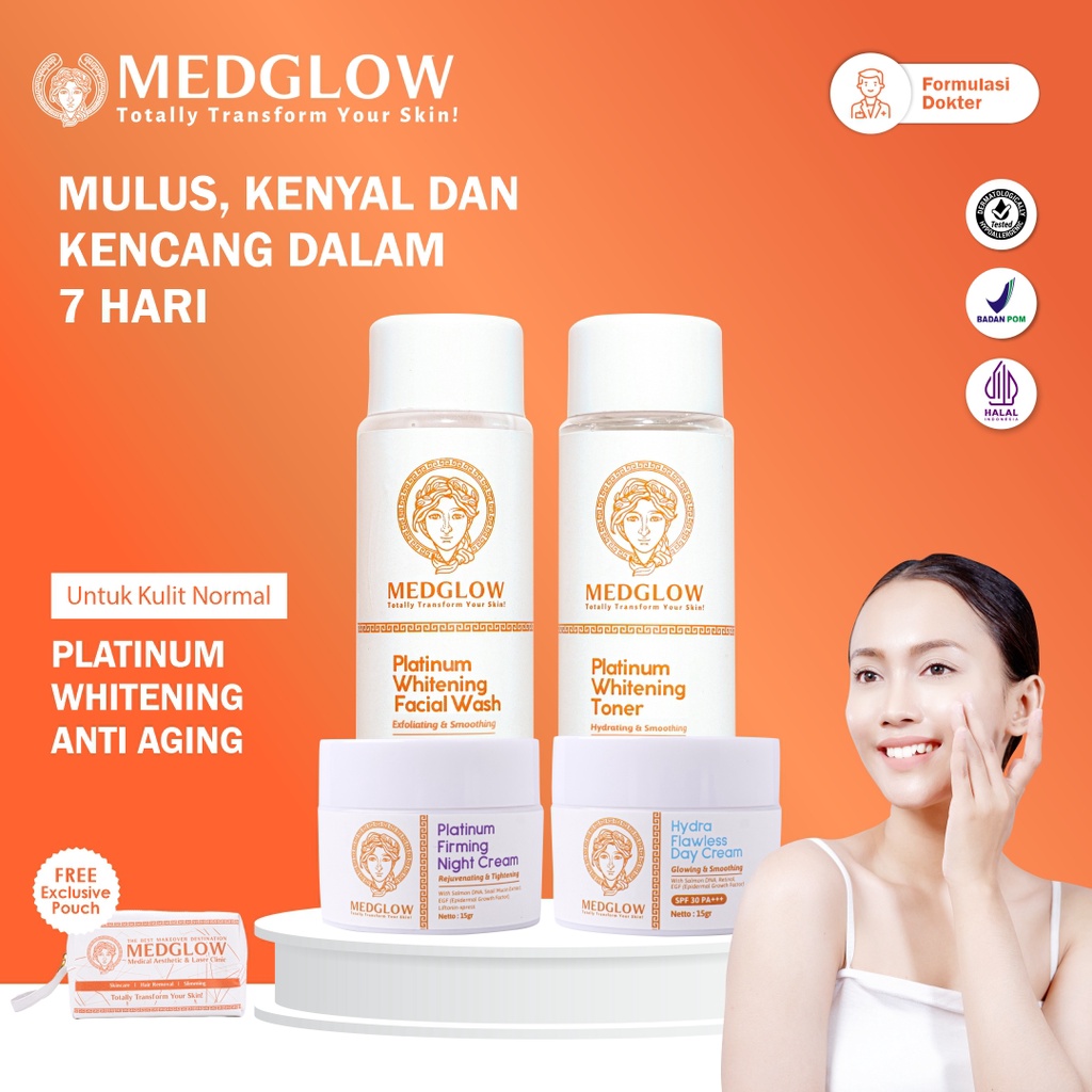 MEDGLOW CLINIC Platinum Anti Aging Brightening Snail Mucin PDRN Salmon DNA Package + Bonus Tas Kulit