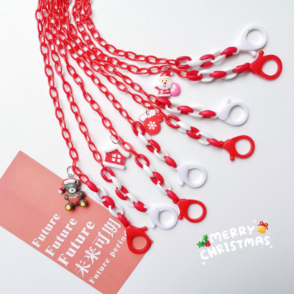 New Creative Cartoon Christmas Acrylic Lanyard Necklace Glasses Chain Headphone Chain Mask Chain