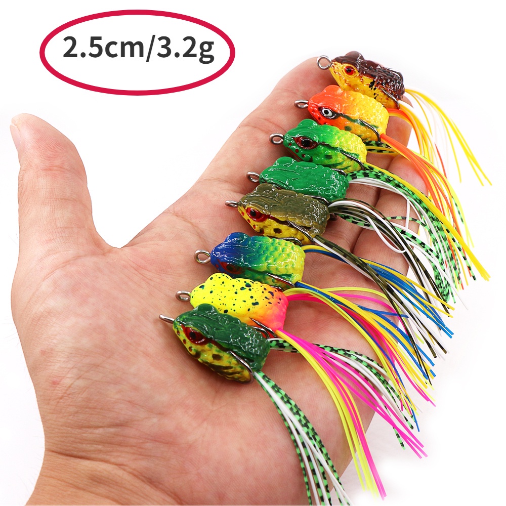 Umpan Pancing Soft Frog 2.5cm 3g Katak Casting Soft Frog Lure Floating Bait 3D Eyes soft frog killer Top Water Fishing Lure With Sequins Umpan Ikan alat mancing