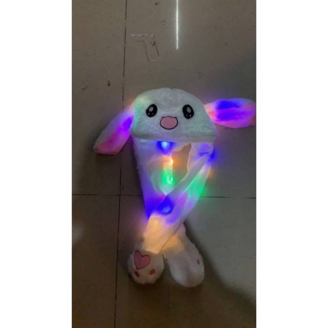 Bunny hat/topi boneka lampu led/bunny doraemon pikachu stich