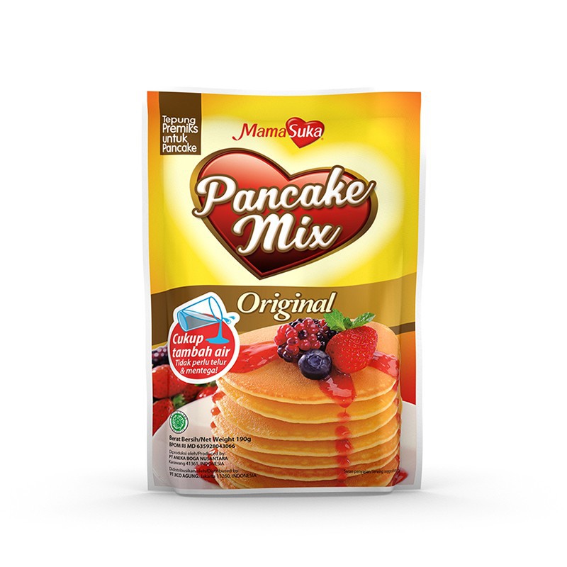 

MAMASUKA Pancake Mix Original 190g - Mama Suka Tepung Adonan Premix Pan Cake Instant