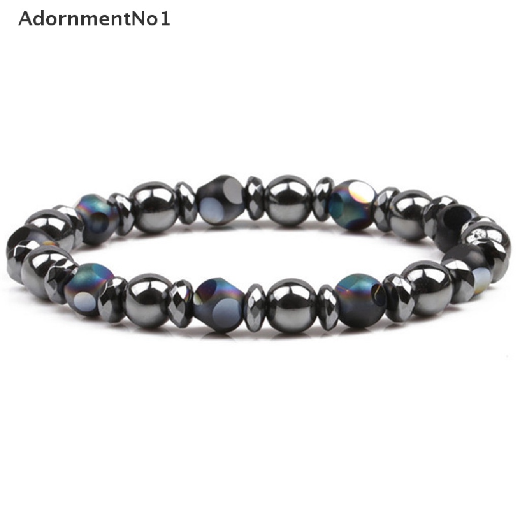 (AdornmentNo1) Gelang Tangan Batu Hematite Chakra Magnetik Stretch Untuk Terapi / Penyembuhan / Penurunan Berat Badan