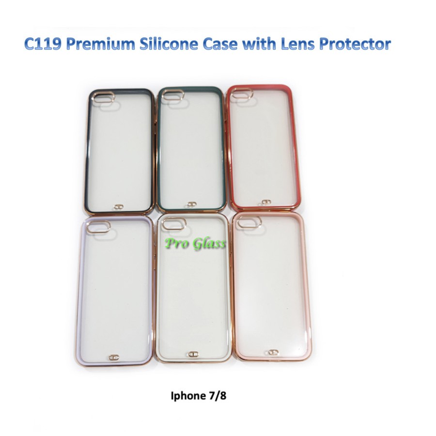 C122 Iphone 7 / 8 / 7+ / 8+ / X/XS / XR / XS MAX  Premium Square Chrome Silicone Case