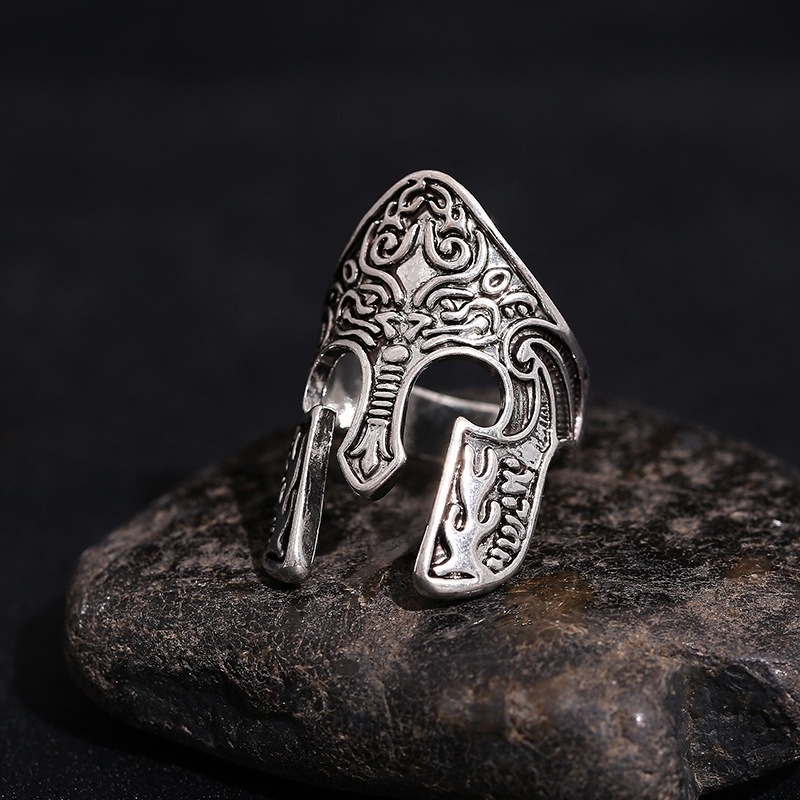 Retro Spartan Mask Men's Helmet Ring Hip Hop Jewelry Accessories