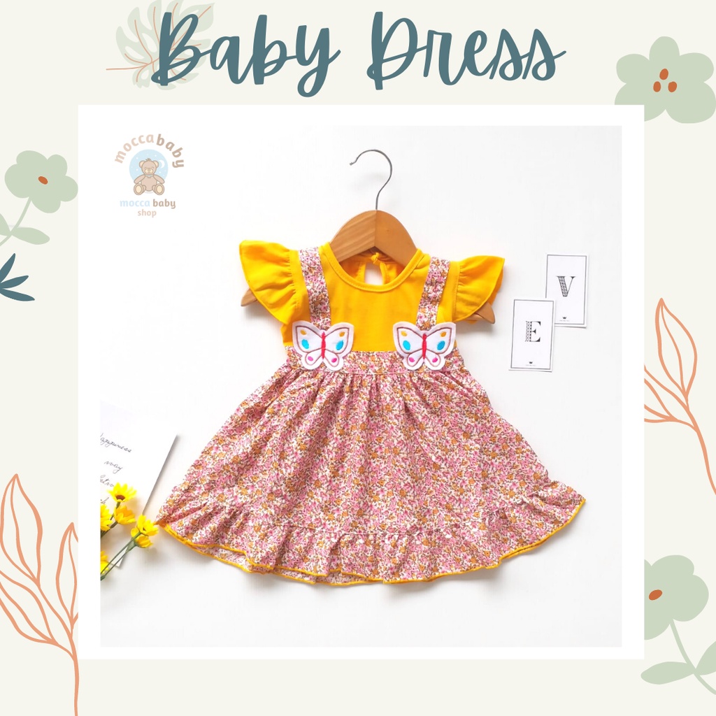 MBSS - QIU2 BUTTERFLY Baju Bayi Model Dress MURAH Baby Girl (0-6 bulan) Dress Anak Perempuan