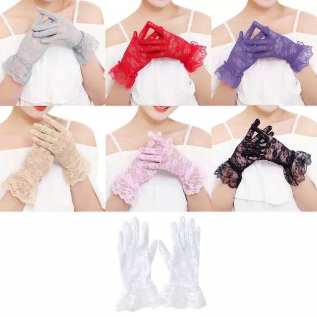 (SR-01) Sarung tangan RENDA lace sarung tangan pengantin import